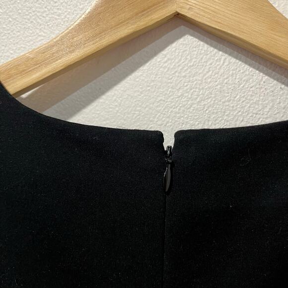 J.Crew Black Ponte Cap Sleeve A-Line Midi Dress Sz 4 Classic Workwear Minimalist - Picture 7 of 8